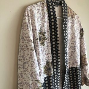 Free People Forget Me Not Mixed Print Kimono Cardigan